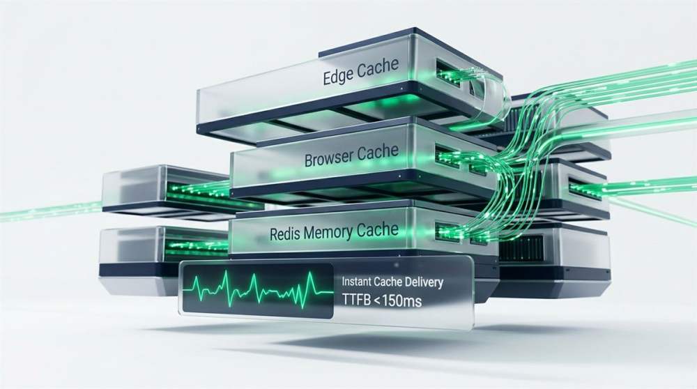 website caching architecture and ongoing performance optimization 3d render