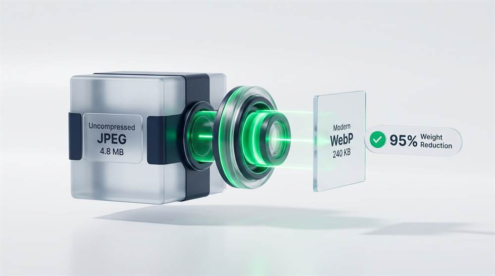 medical case photo compression and webp mobile speed delivery 3d render