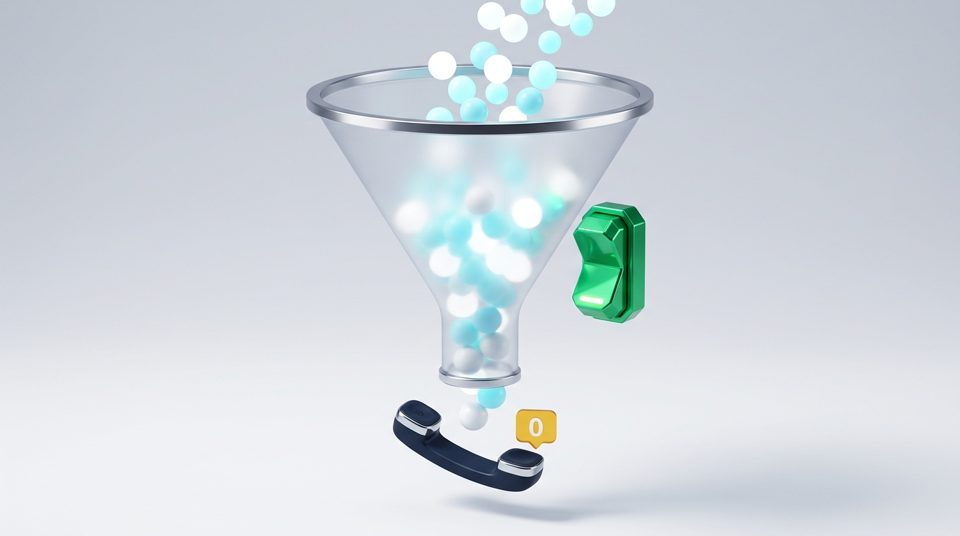 website visitors leaving without calling conversion funnel bottleneck 3d